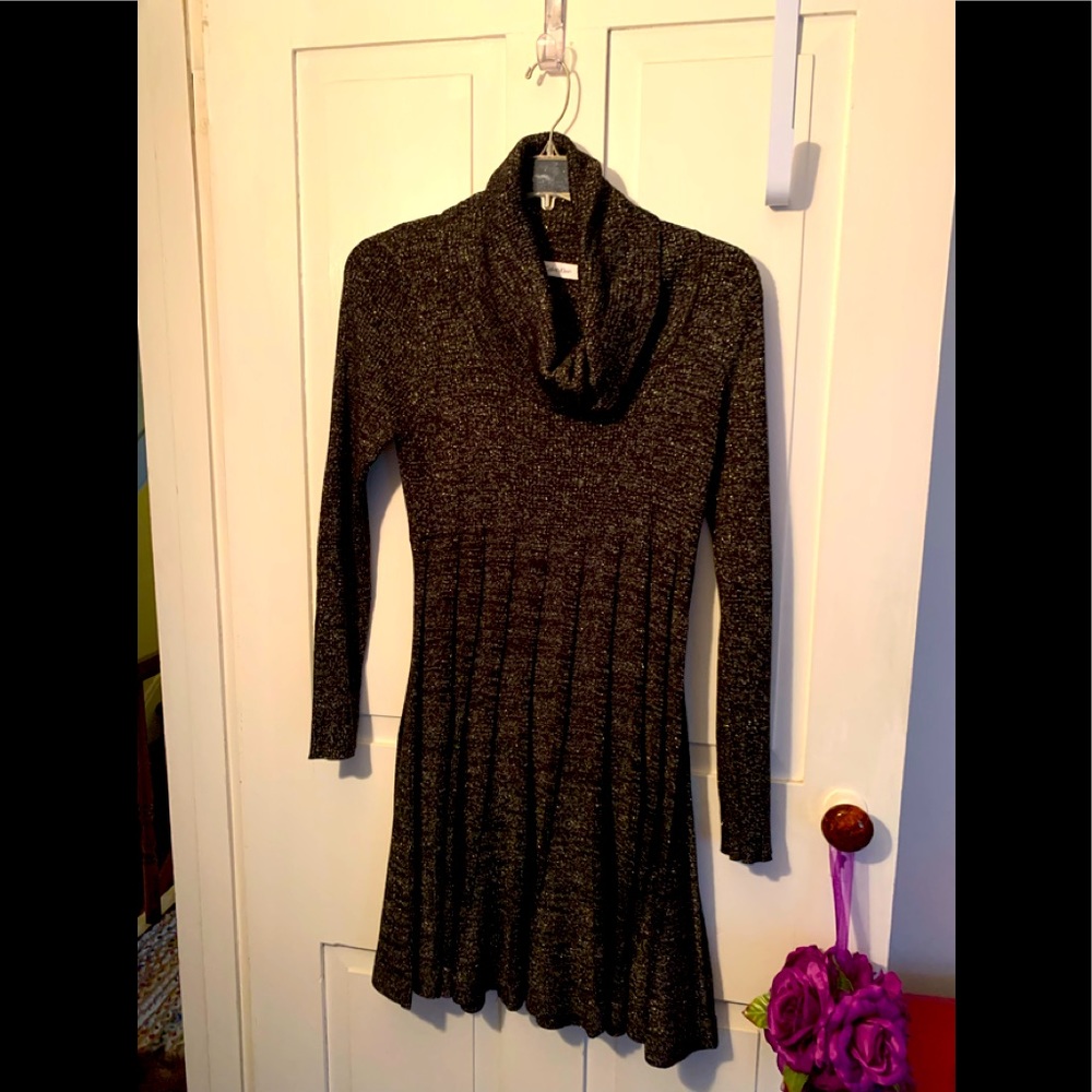 Calvin Klein black and silver knit dress XL NWOT